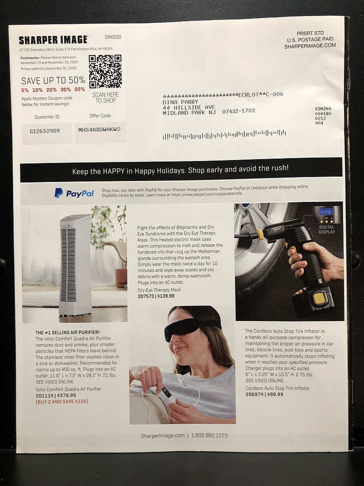 Sharper Image, 2022 Holiday Catalog Parry Game Preserve