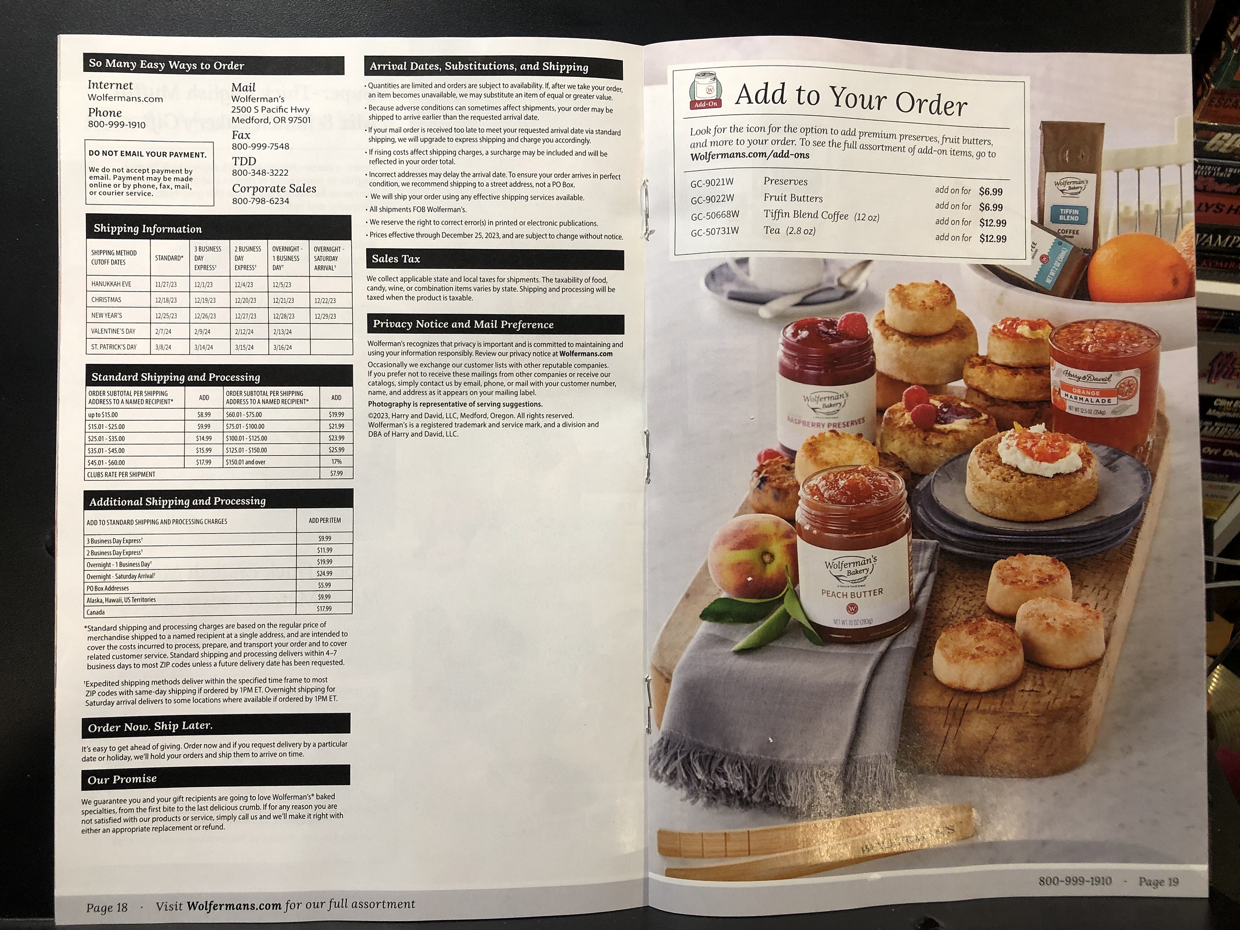 Wolferman's Bakery, Holiday 2023 Catalog Parry Game Preserve