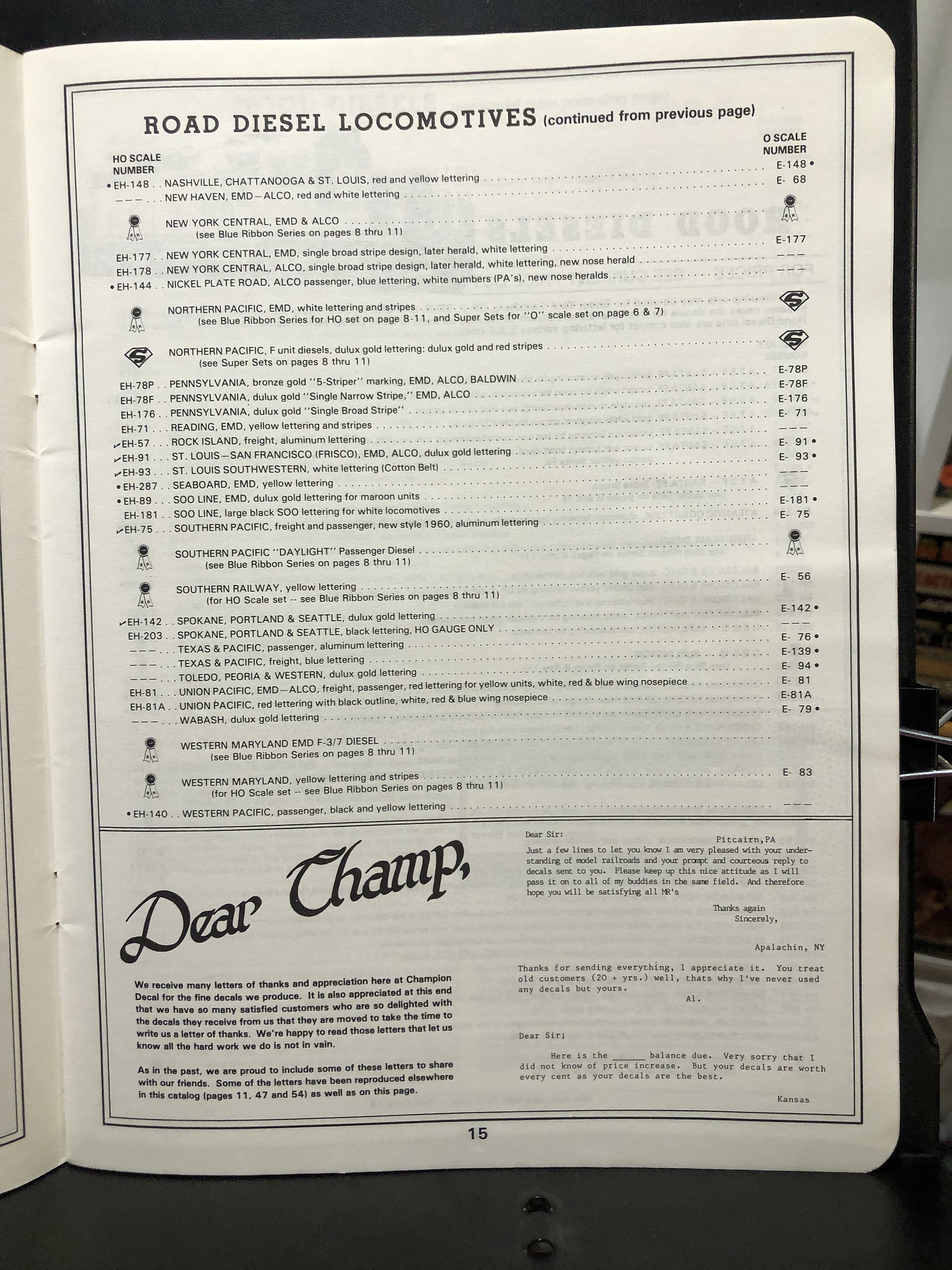 Champ Decals, 1990 Hobby Catalog, 50th Anniversary Parry Game Preserve