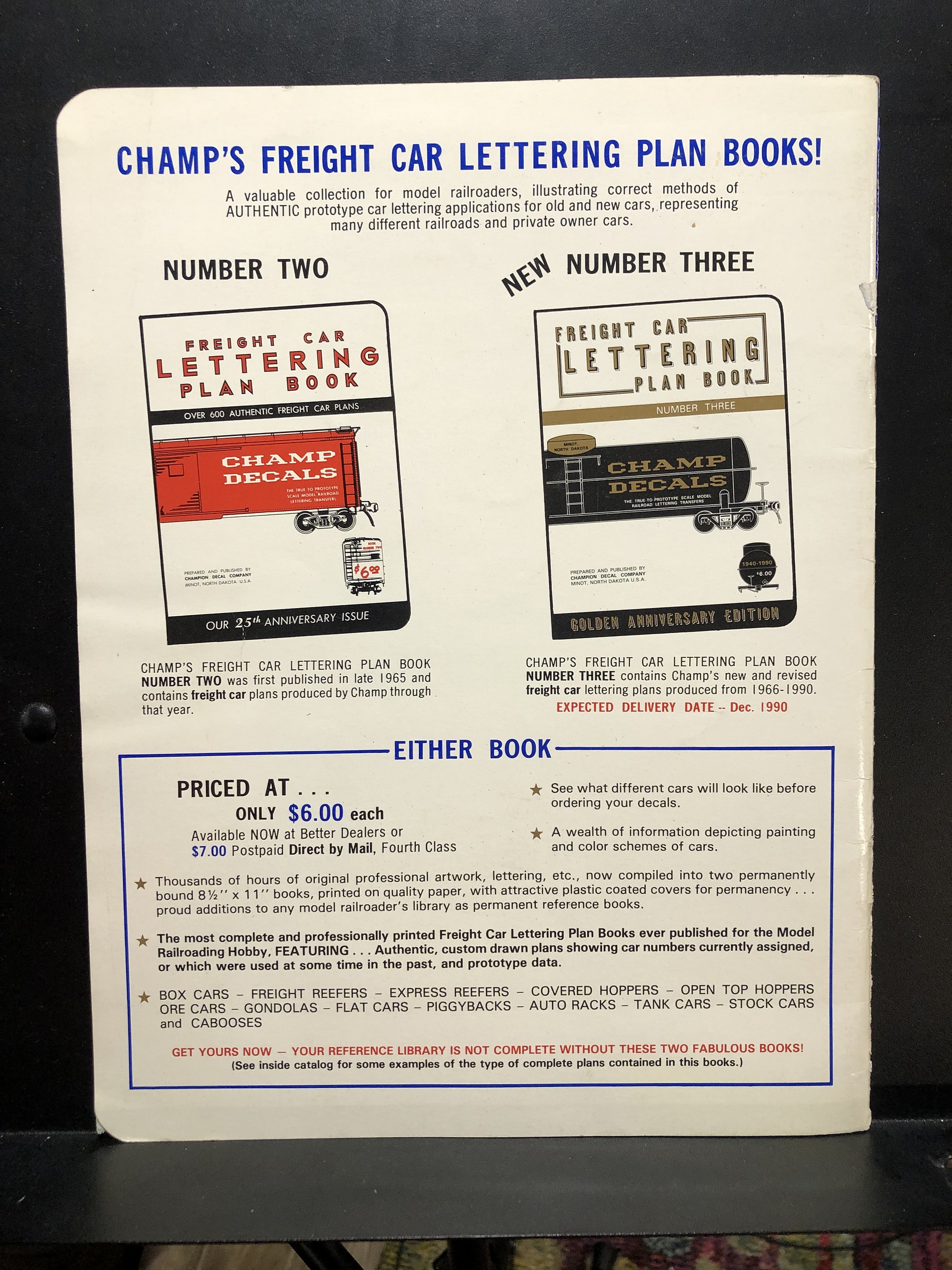 Champ Decals, 1990 Hobby Catalog, 50th Anniversary Parry Game Preserve