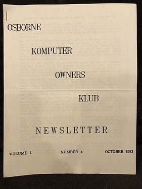 Osborne Komputer Owners Klub Newsletter Archive