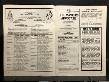 Postmasters Advocate Magazine - VOL. LXX, No. 5 - December, 1963