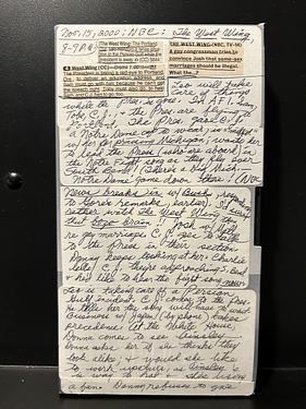 Tucson - Tape 0009 - #1199 - The West Wing (Nov 15, 2000 and more), Very long notes!  See photos