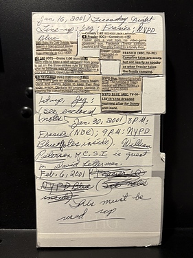 Tucson - Tape 0083 - #1564 - Tuesday Night Line Up: JAG, Frasier, NYPD Blue (Jan 16, 2001)